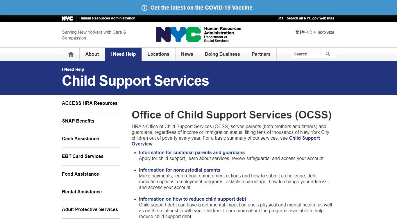 Child Support Services - HRA - New York City